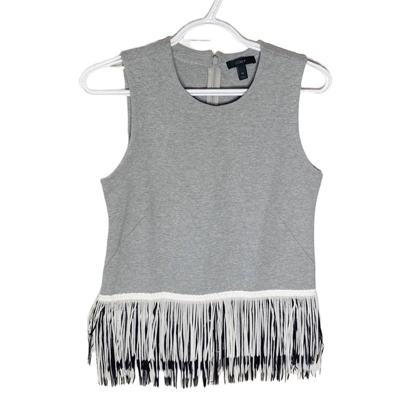 J Crew Fun in Fringe sleeveless top with fringe border hem size XS - Picture 3 of 13